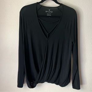 Black American Eagle Soft & Sexy Long Sleeve Blouse size M
